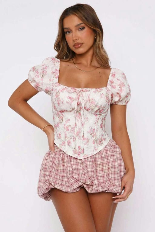 Top floral à noeud — vue 2