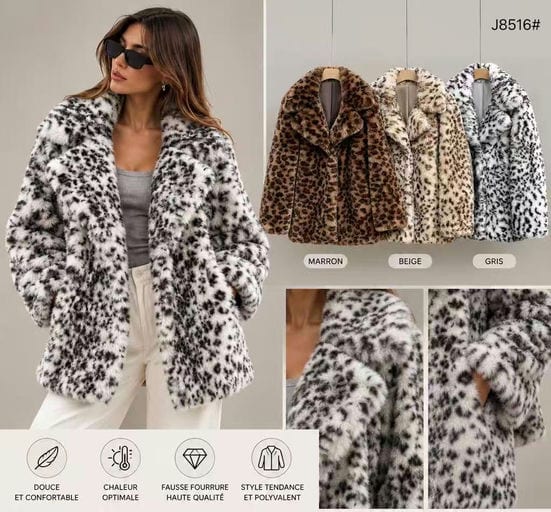 Manteau Faux Fourrure — Réf. J8516# — Manteaux & Vestes — Grossiste GIORGIA paris