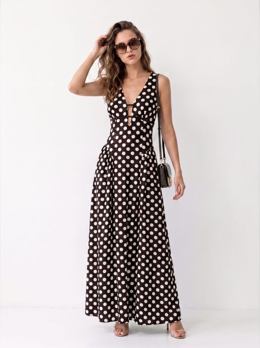 Maxi Robe Pois – Col Plongeant — vue 3