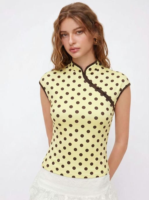 Top Pois – Col Mao Asymétrique — vue 2