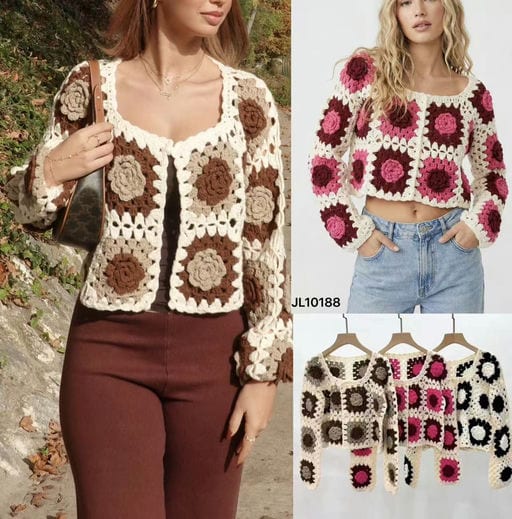 Gilet en Crochet à Fleurs — vue 2