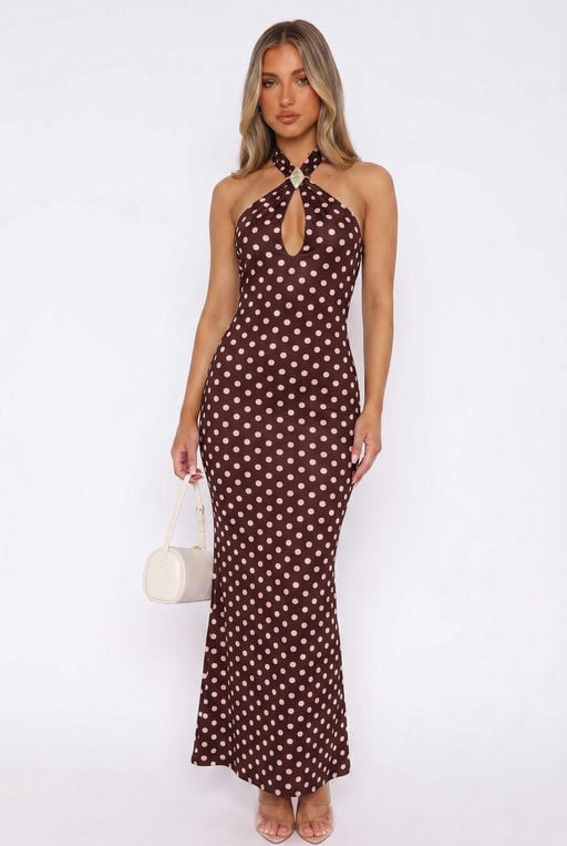 Robe longue à pois et col bijou — vue 3
