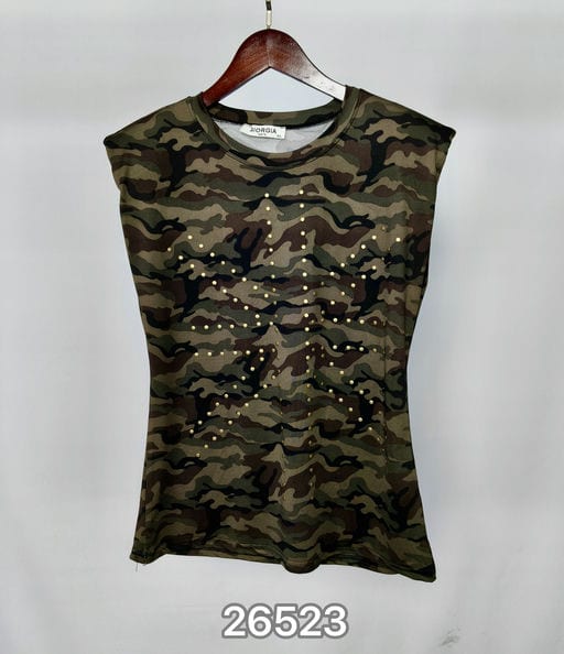 Top Sans Manches Camouflage – Clous Dorés — vue 2