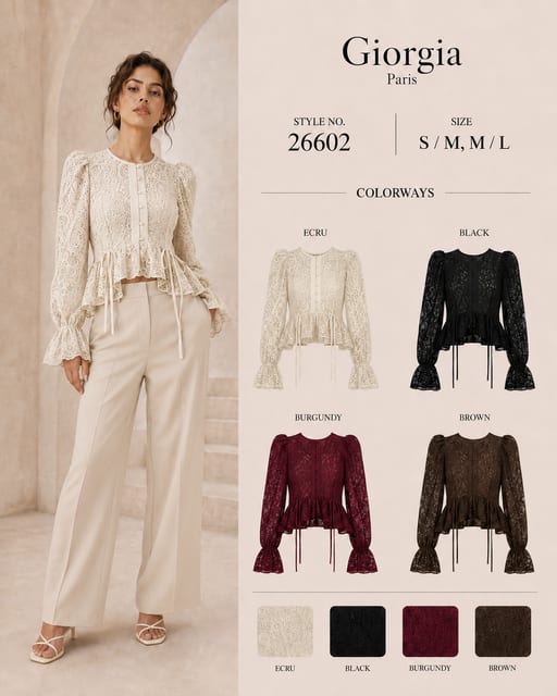 Top en dentelle — Réf. 26602 — Prévente — Grossiste GIORGIA paris