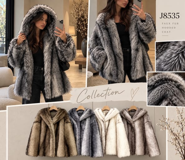 Manteau Faux Fourrure Oversized — Réf. J8535 — Manteaux & Vestes — Grossiste GIORGIA paris