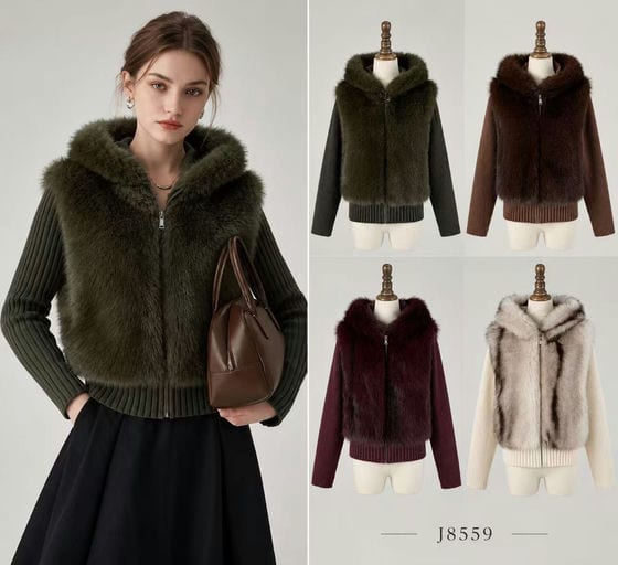 Doudoune sans manches faux fourrure — Réf. J8559 — Prévente — Grossiste GIORGIA paris