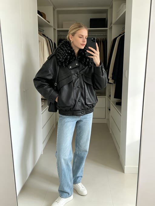 Veste oversize avec col effet fourrure — vue 3