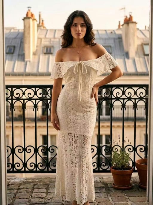 Robe Dentelle Bardot — Chic & Soirée — Grossiste GIORGIA paris