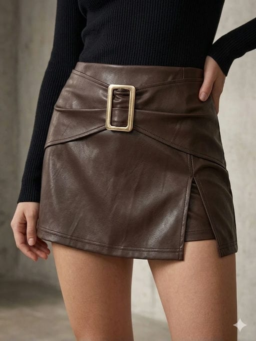 Jupe culotte en simili cuir — vue 3