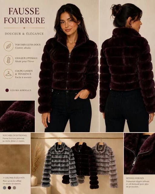 Manteau matelassé fausse fourrure — Prévente — Grossiste GIORGIA paris