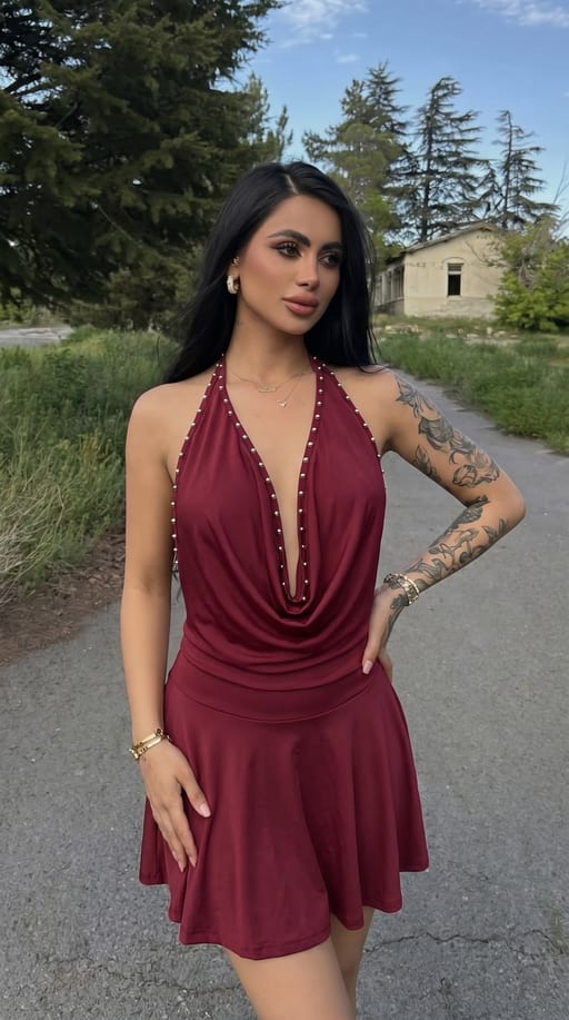 Mini Robe Halter Studs — Réf. 26519 — Chic & Soirée — Grossiste GIORGIA paris