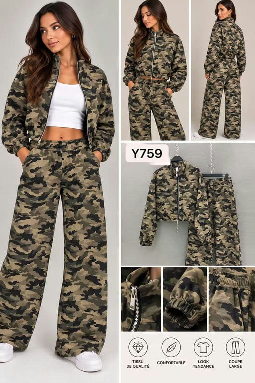 Ensemble Survêtement Camouflage — Réf. Y759 — Pantalons & Ensembles — Grossiste GIORGIA paris