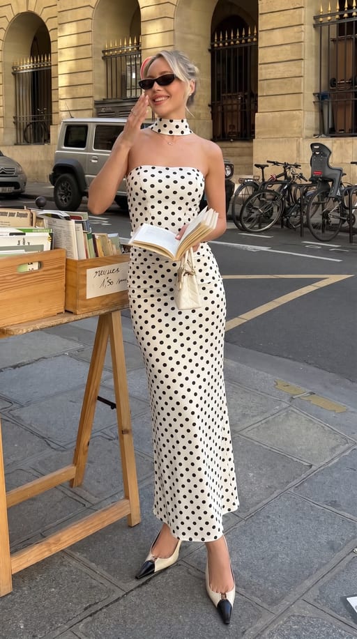 Robe Longue Pois Foulard Signature — vue 3