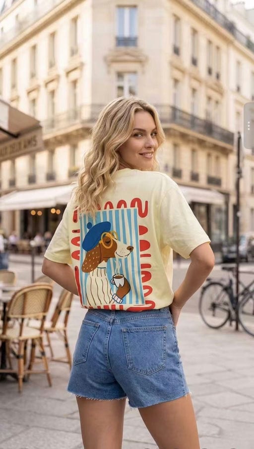 T-Shirt Graphique – Illustration Chien Rétro — vue 2