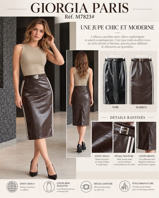 Jupe chic et moderne — Réf. M7823# — Prévente — Grossiste GIORGIA paris