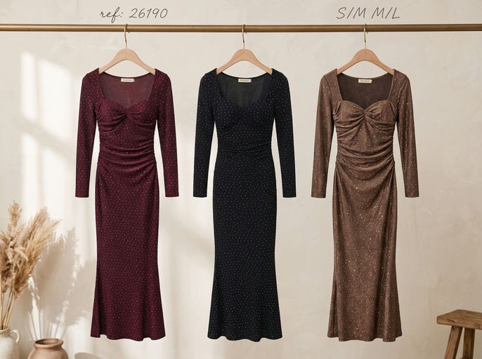 Robe longue glitter — Réf. 26190 — Prévente — Grossiste GIORGIA paris