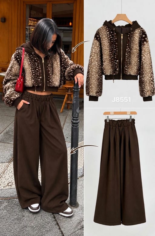 Veste et jogging large — Réf. J8551 — Pantalons & Ensembles — Grossiste GIORGIA paris