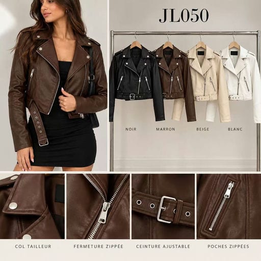 Veste simili cuir — Réf. JL050 — Manteaux & Vestes — Grossiste GIORGIA paris