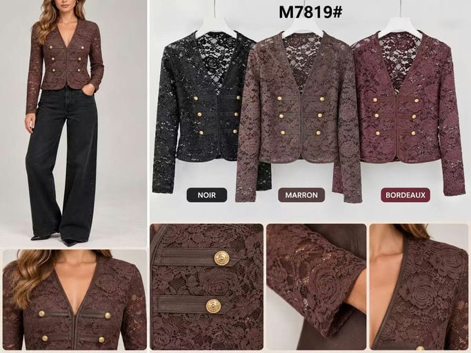 Veste style dentelle fleurie — Réf. M7819 — Prévente — Grossiste GIORGIA paris